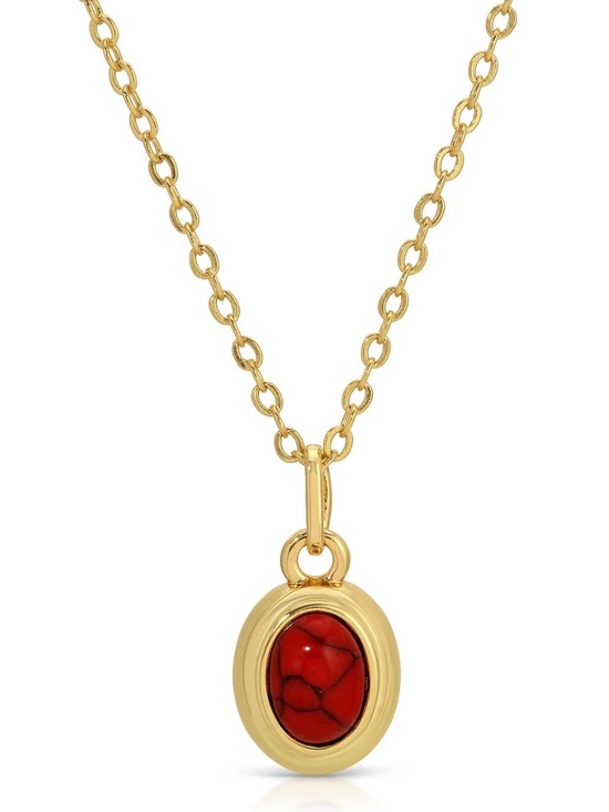 Leeada Jewelry - NWT Leeada Oval Gemstone Pendant Necklace in Garnet and Gold